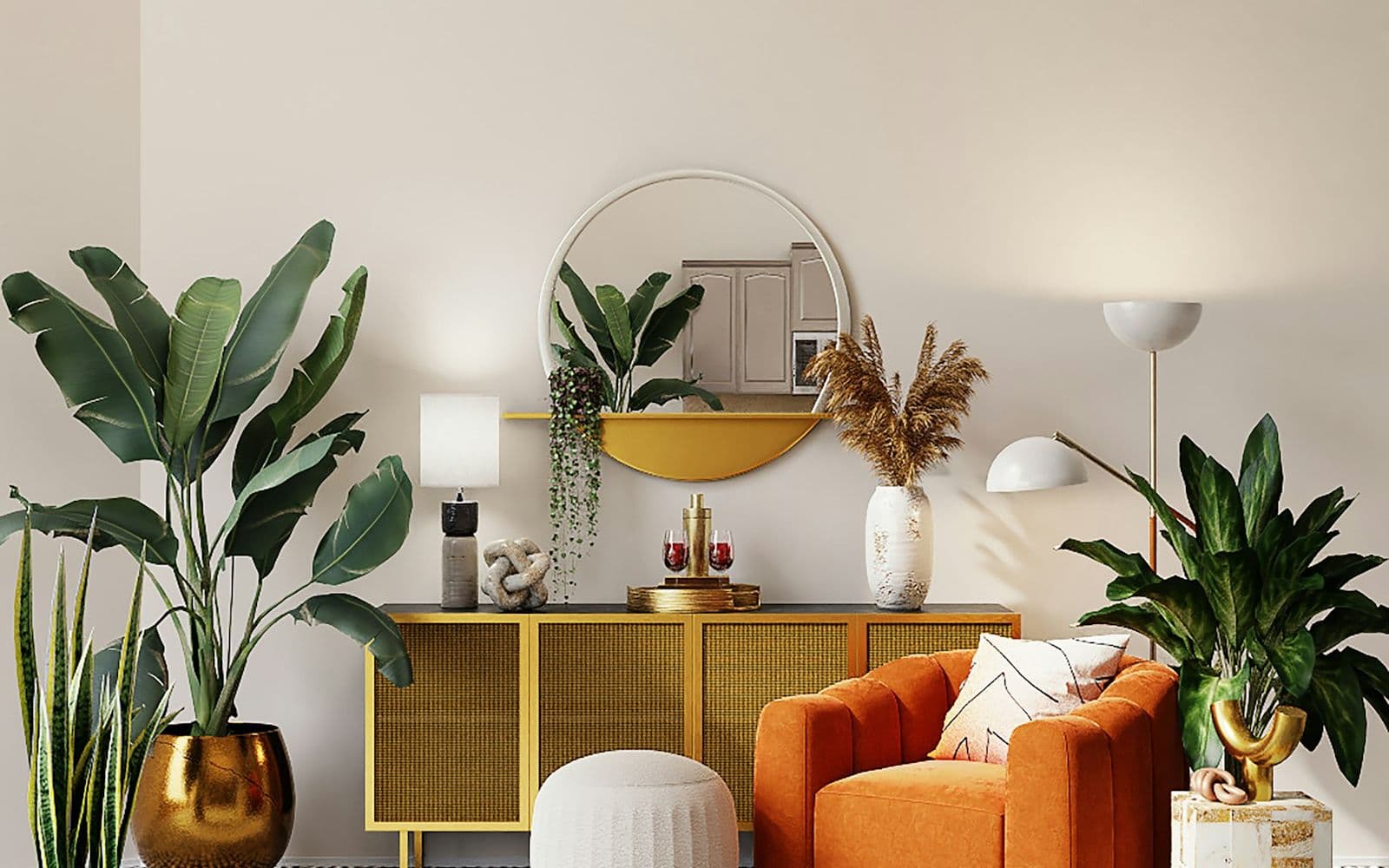 Styled vacation rental living room ready for guests